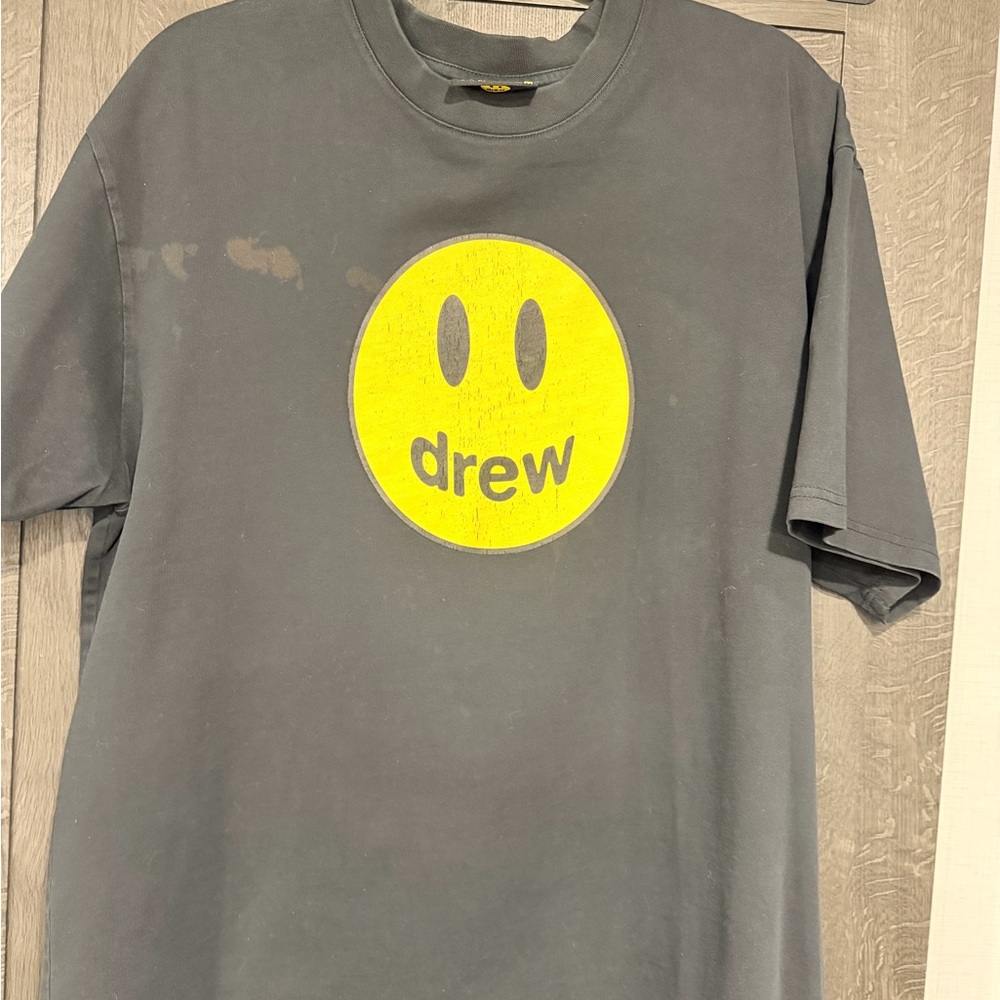 Drew House Black Tee with Yellow Emblem